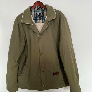 Orage Men's Khaki Vintage Jacket with Plaid Lining Size L